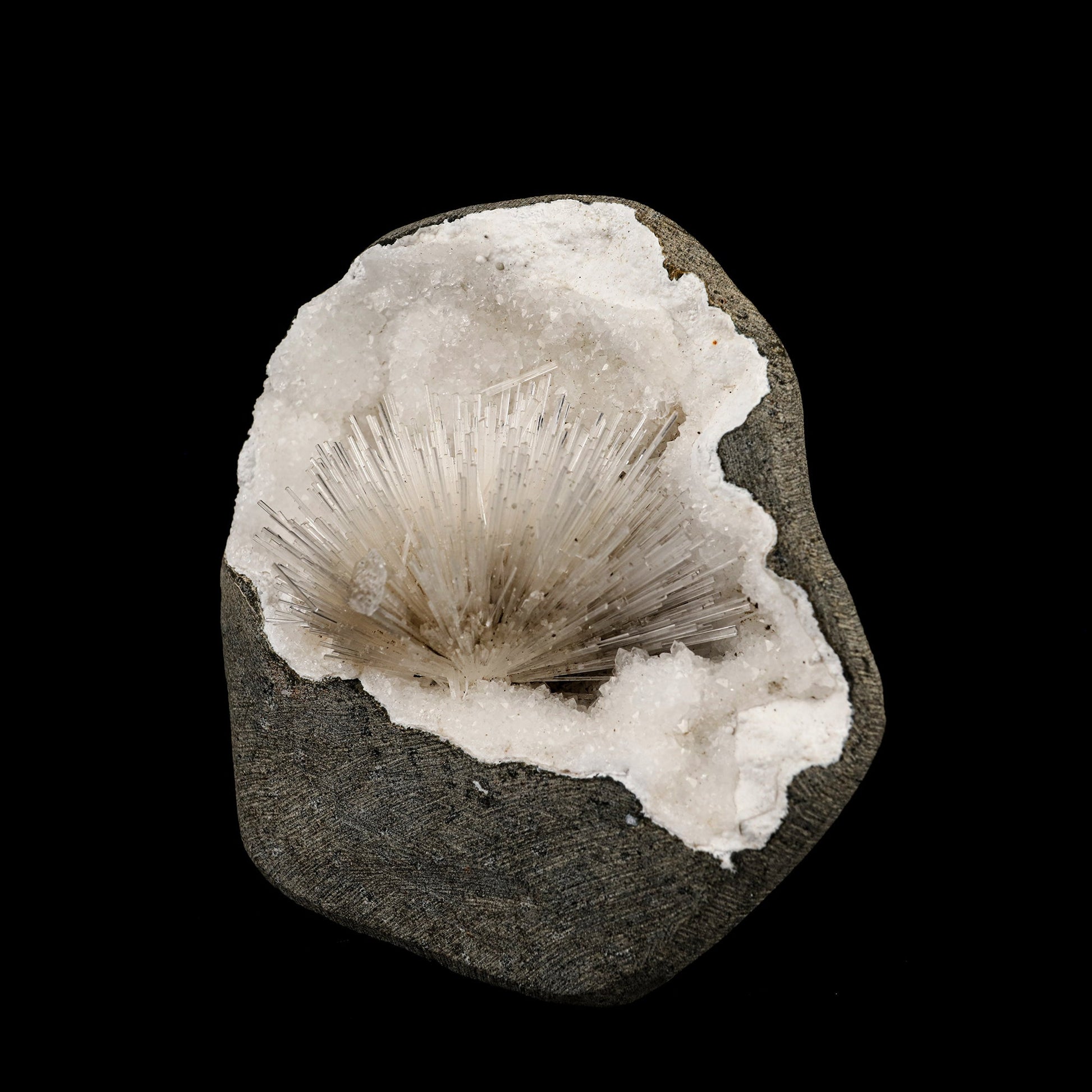Scolecite Spray Inside MM Quartz Geode Natural Mineral Specimen # B 6330 Scolecite Superb Minerals 