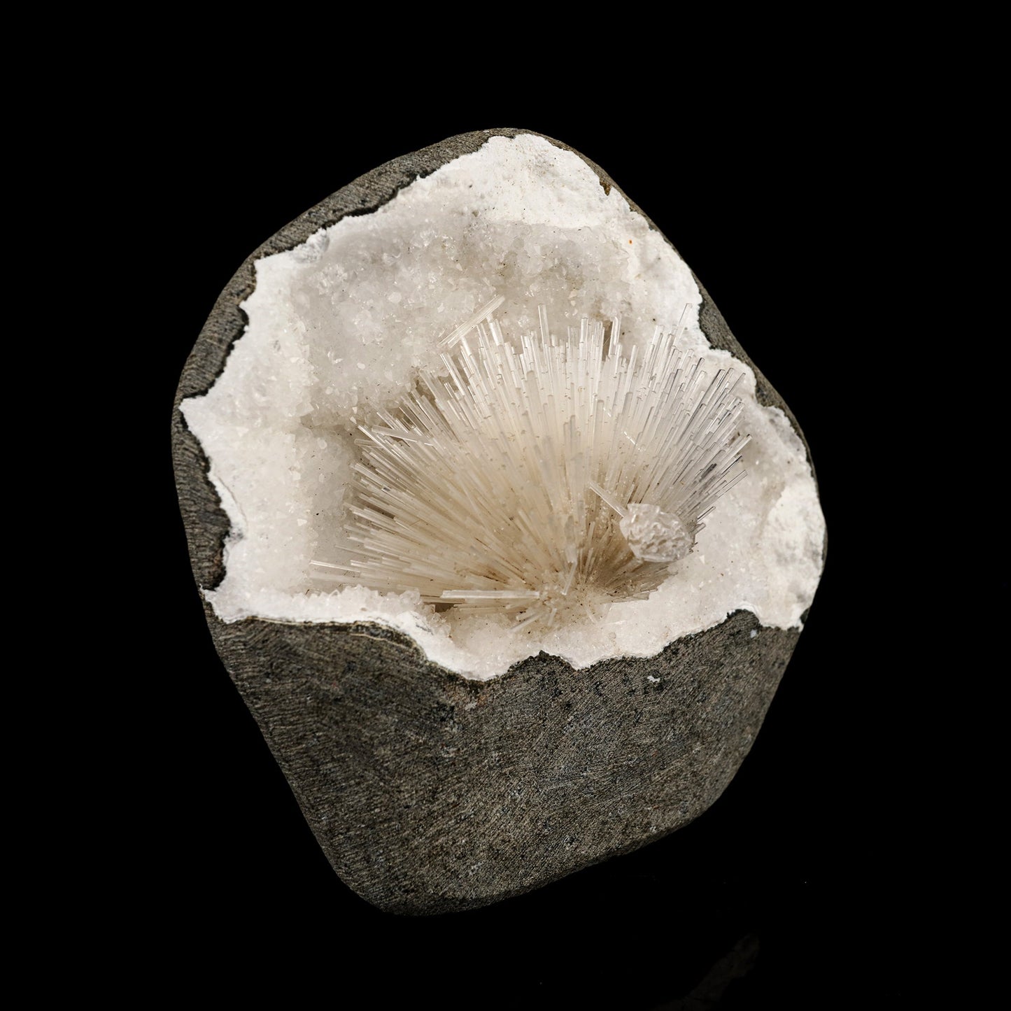 Scolecite Spray Inside MM Quartz Geode Natural Mineral Specimen # B 6330 Scolecite Superb Minerals 
