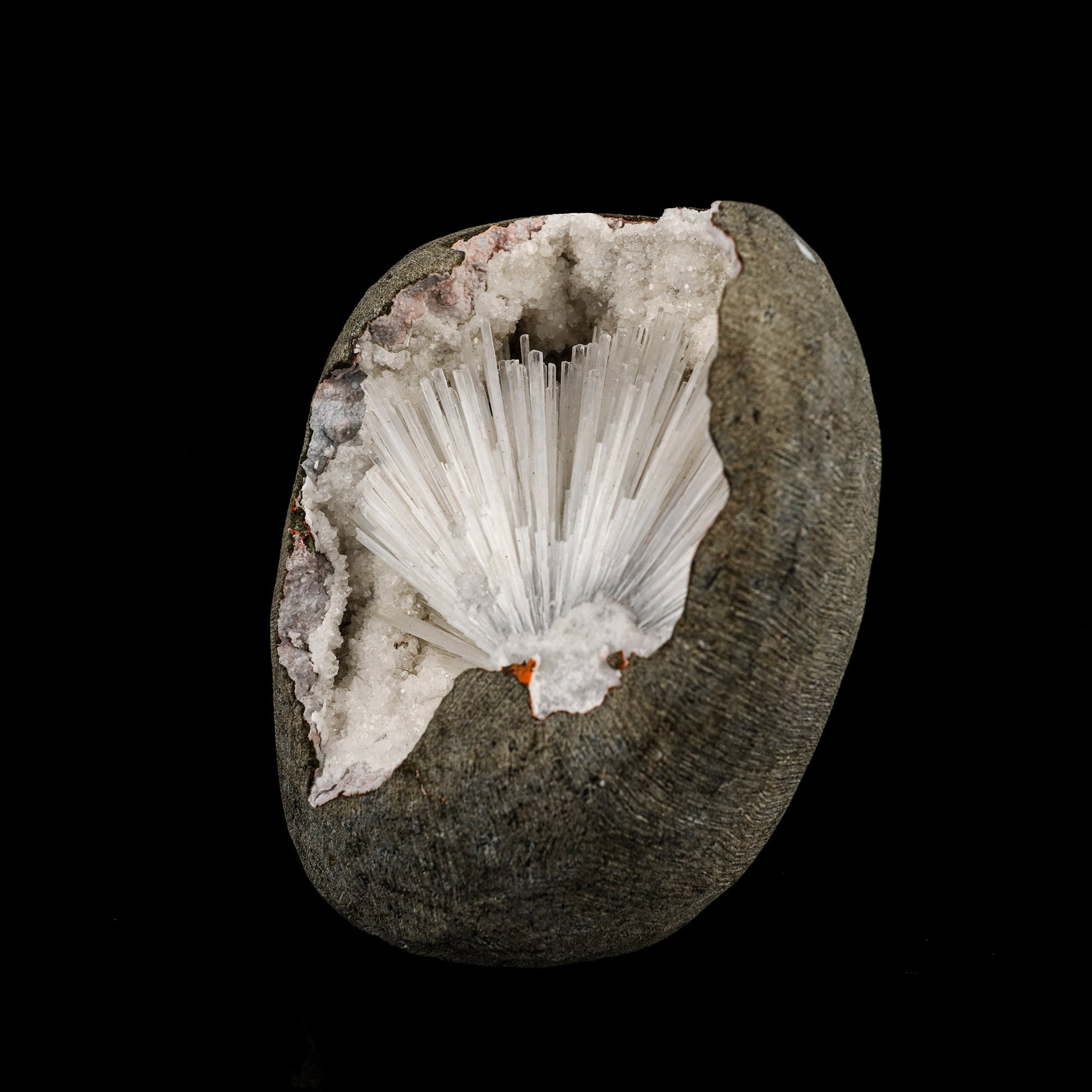 Scolecite Spray Inside MM Quartz Geode Natural Mineral Specimen # B 6335 Thomsonite Superb Minerals 