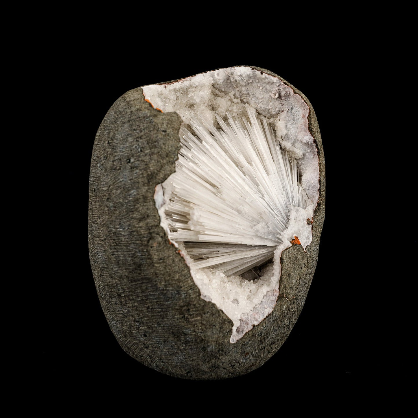 Scolecite Spray Inside MM Quartz Geode Natural Mineral Specimen # B 6335 Thomsonite Superb Minerals 