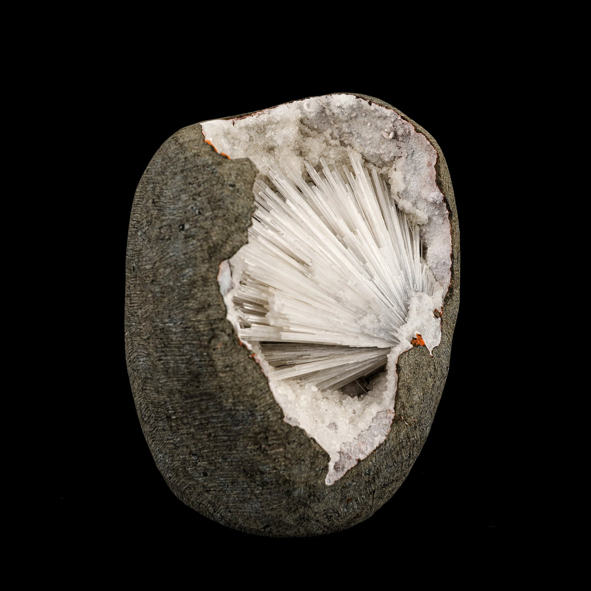Scolecite Spray Inside MM Quartz Geode Natural Mineral Specimen # B 6335 Thomsonite Superb Minerals 