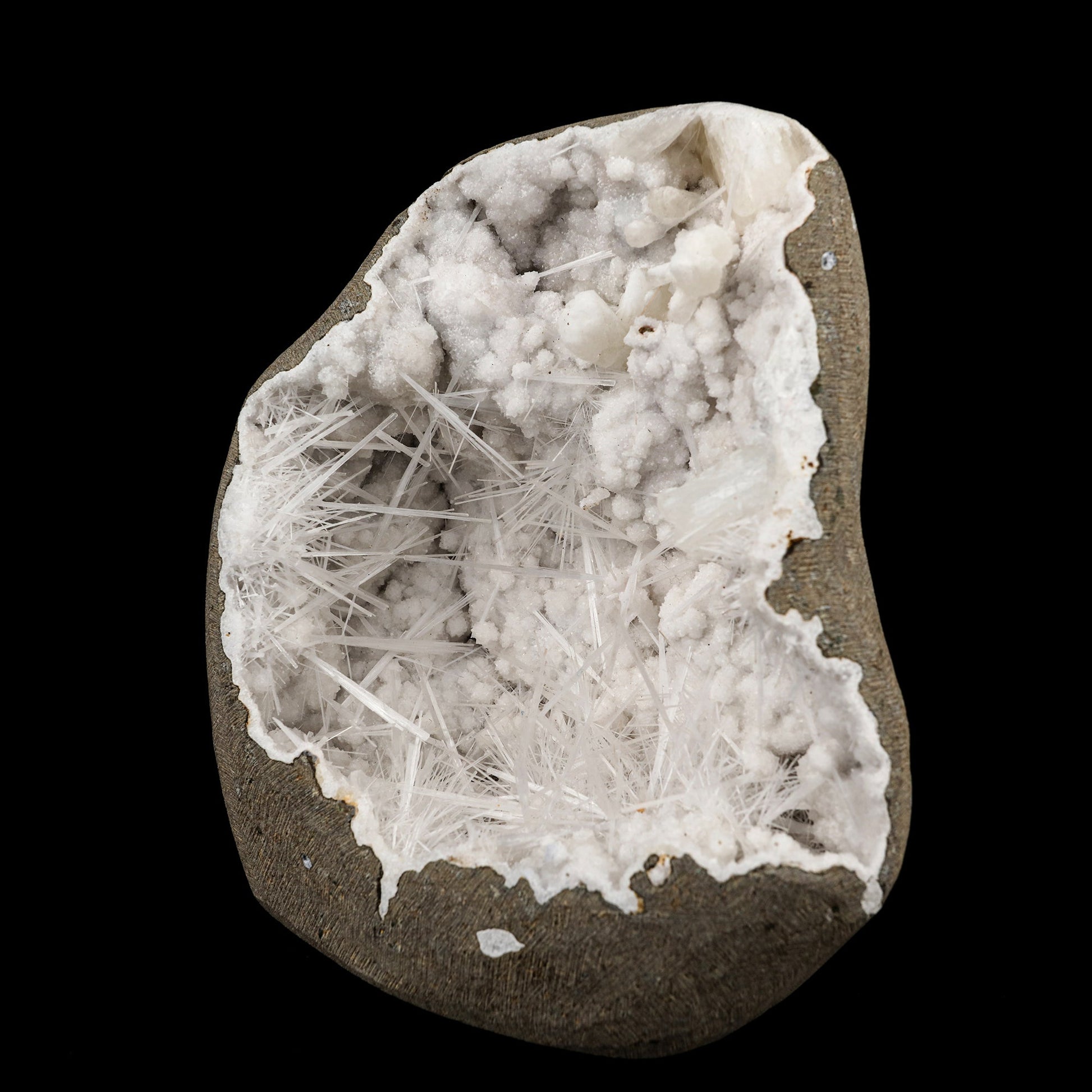 Scolecite Spray Inside MM Quartz Geode Natural Mineral Specimen # B 6361 Scolecite Superb Minerals 