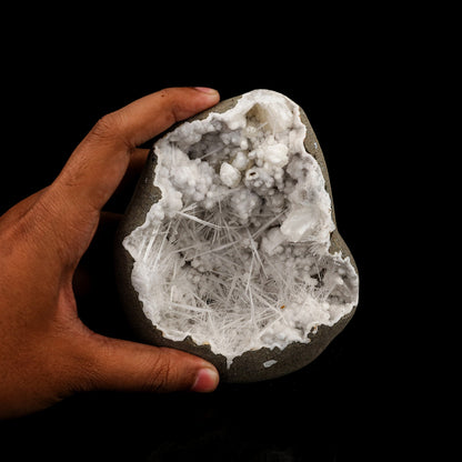 Scolecite Spray Inside MM Quartz Geode Natural Mineral Specimen # B 6361 Scolecite Superb Minerals 