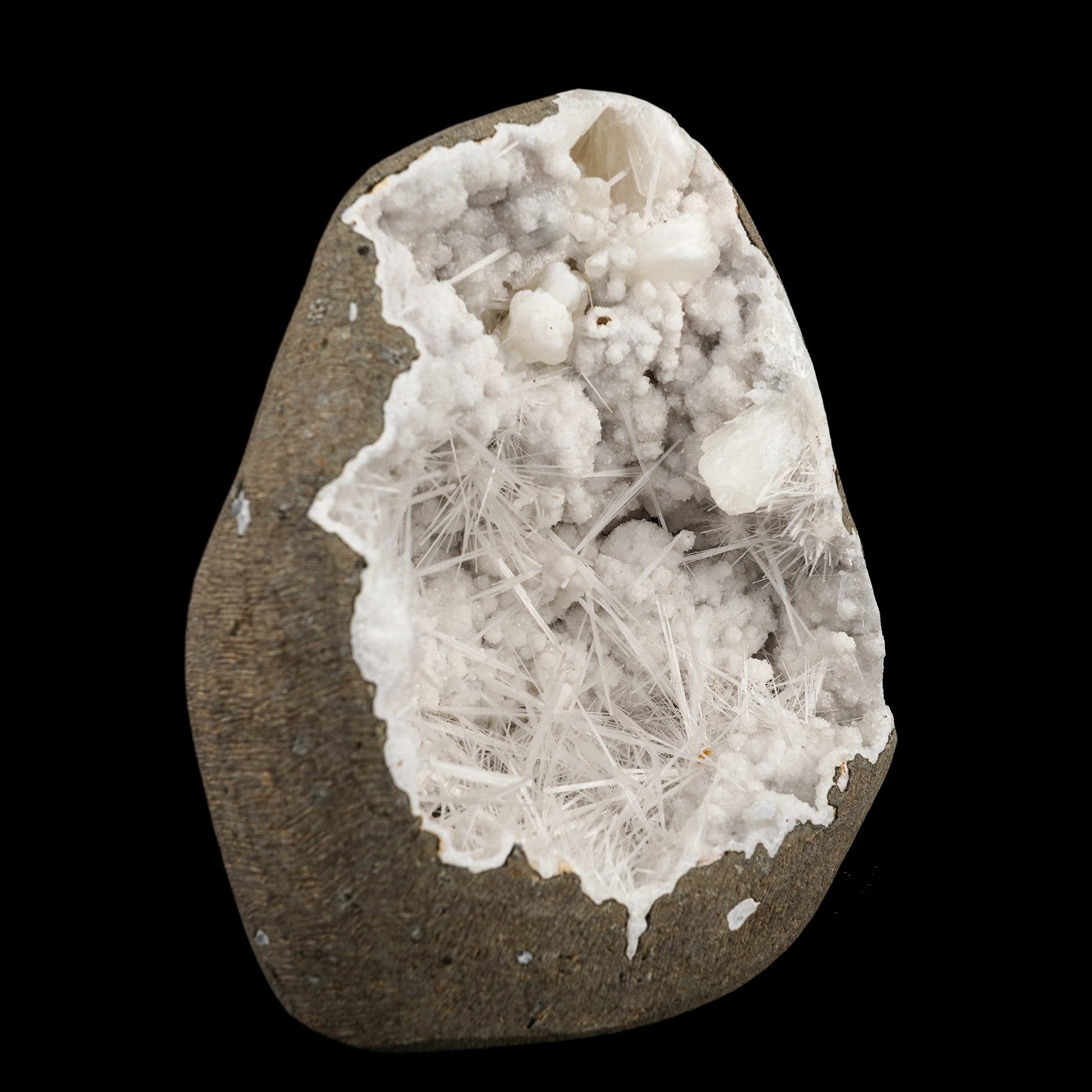 Scolecite Spray Inside MM Quartz Geode Natural Mineral Specimen # B 6361 Scolecite Superb Minerals 