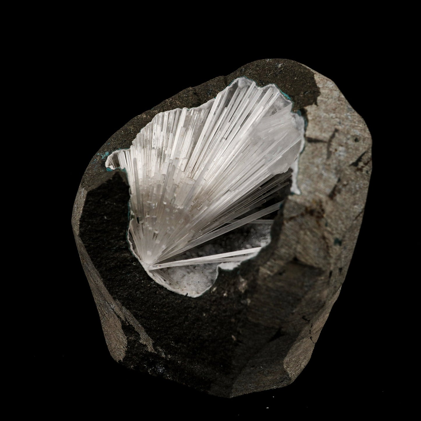 Scolecite Spray Inside MM Quartz Geode Natural Mineral Specimen # B 6410 Scolecite Superb Minerals 