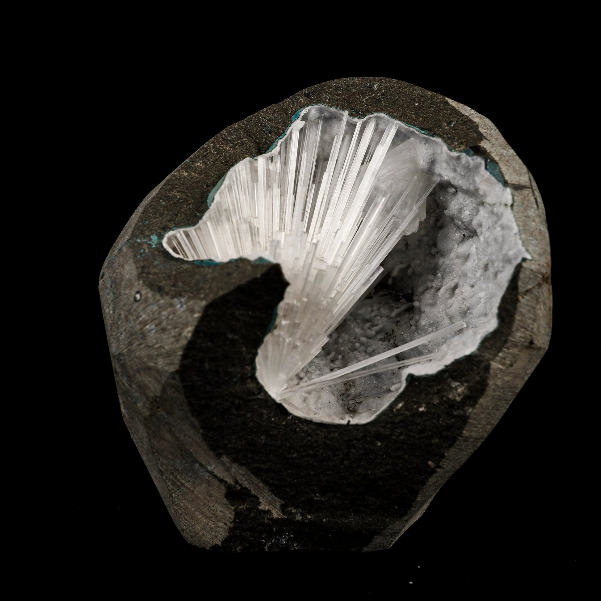 Scolecite Spray Inside MM Quartz Geode Natural Mineral Specimen # B 6410 Scolecite Superb Minerals 