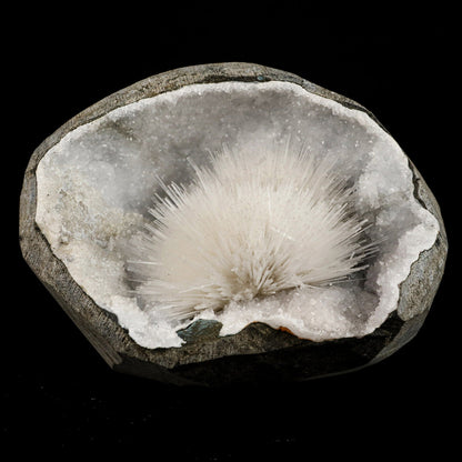 Scolecite Spray Inside MM Quartz Geode Natural Mineral Specimen # B 6565 Scolecite Superb Minerals 