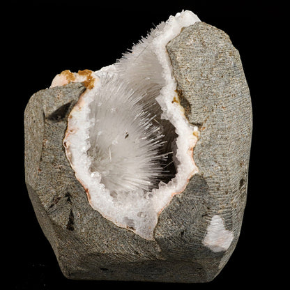 Scolecite Spray Inside MM Quartz Geode Natural Mineral Specimen # B 6596 Scolecite Superb Minerals 