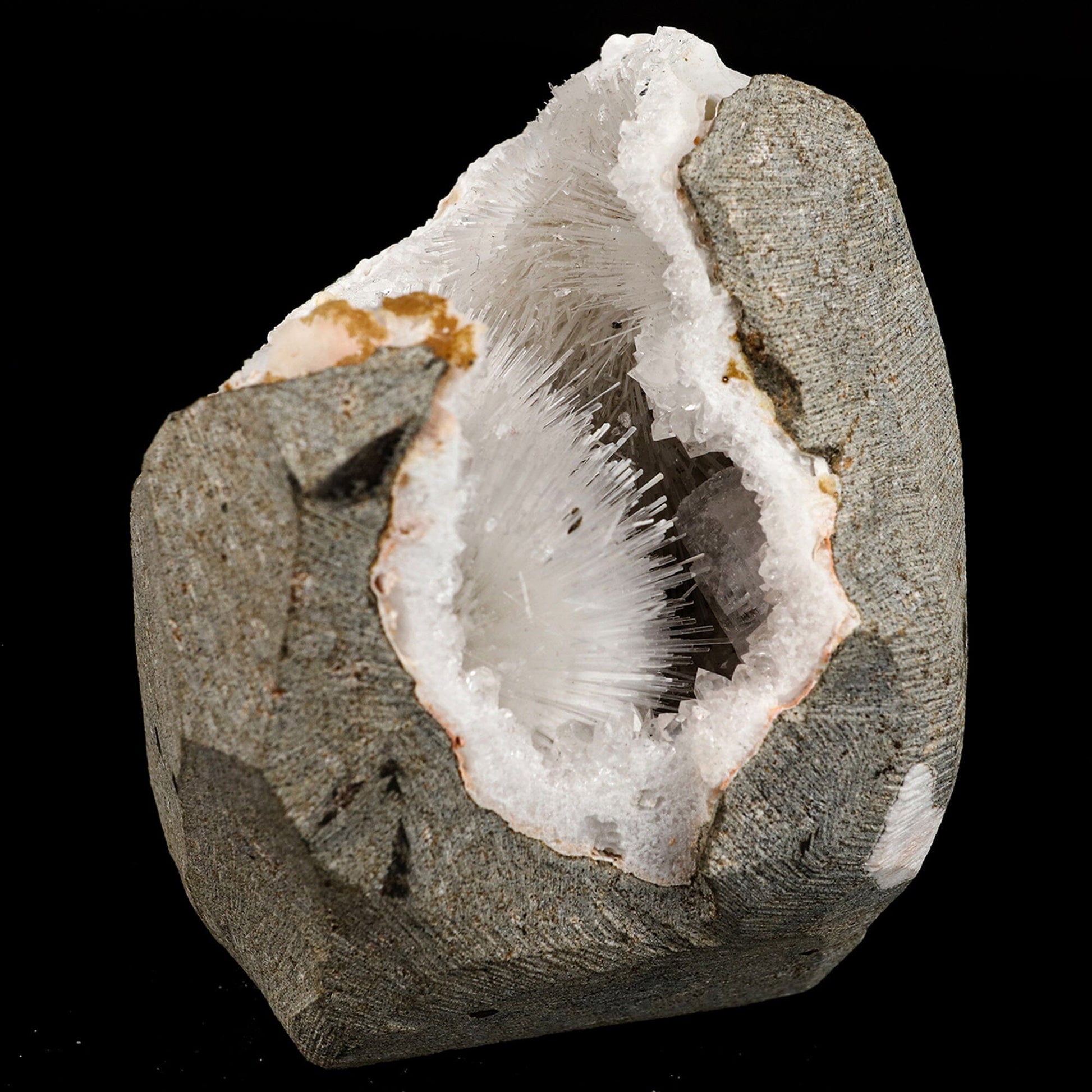 Scolecite Spray Inside MM Quartz Geode Natural Mineral Specimen # B 6596 Scolecite Superb Minerals 