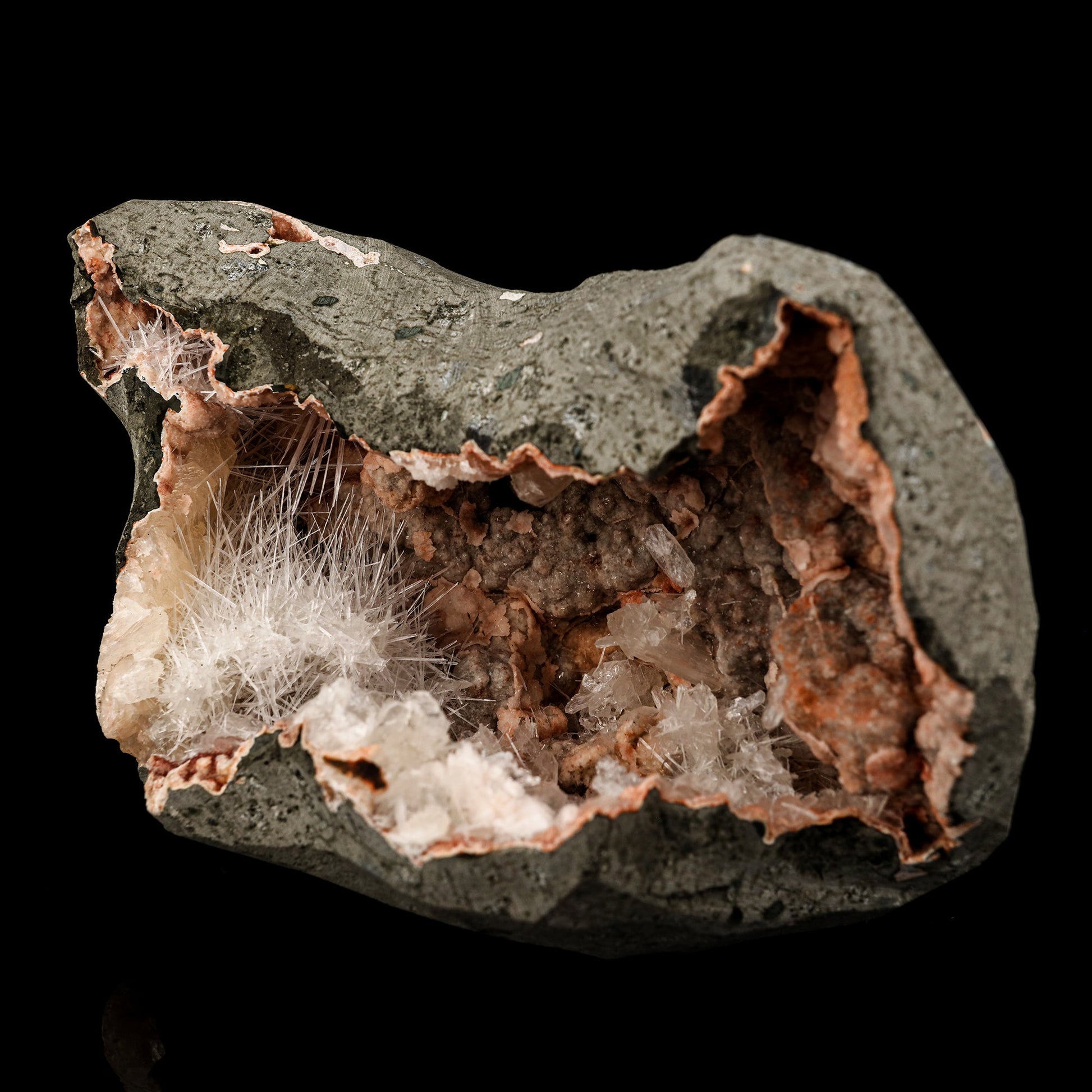 Scolecite Spray inside stilbite Geode Natural Mineral Specimen # B 5960 Scolecite Superb Minerals 