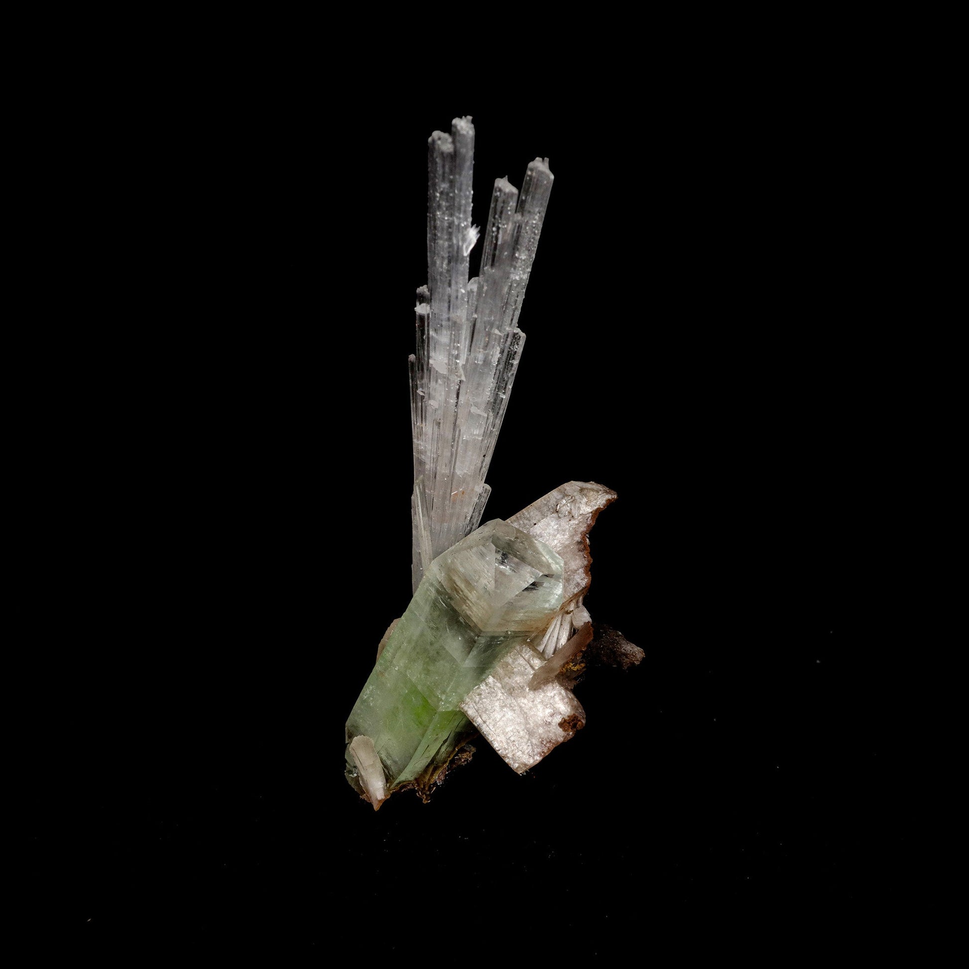 Scolecite Spray With Gren Apophyllite, Stilbite Natural Mineral Specim…  https://www.superbminerals.us/products/scolecite-spray-with-gren-apophyllite-stilbite-natural-mineral-specimen-b-5270  Features: This is a beautiful cluster of pseudo-cubic Apophyllite crystals and lustrous peach stilbite. Large Apophyllite crystals show interesting zoning with bands of colors from apple green at the base of the crystals to clear at the top. Primary Mineral(s): Apophyllite Secondary Mineral(s): Stilbite