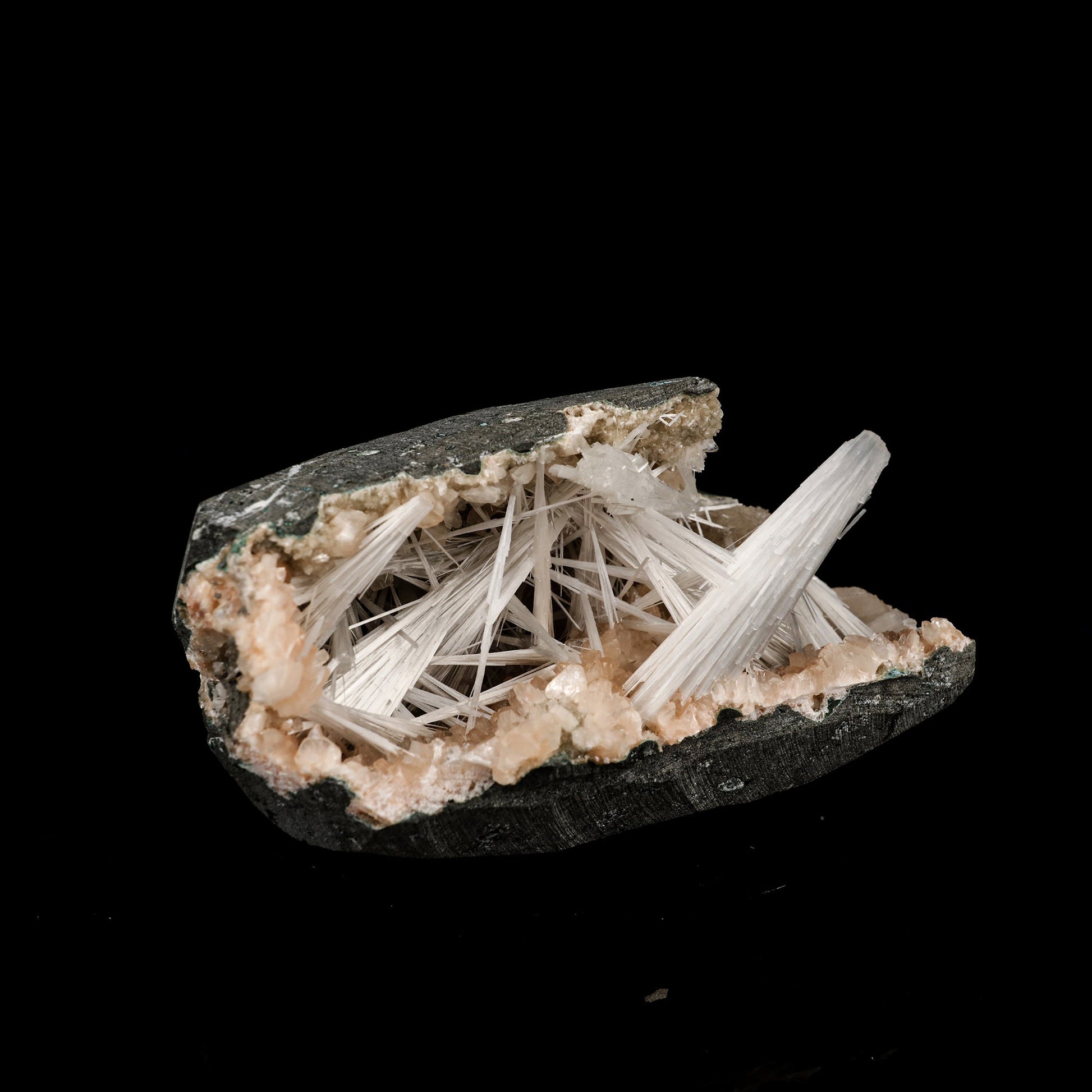 Scolecite Sprays in Heulandite Geode Natural Mineral Specimen # B 6296 Thomsonite Superb Minerals 