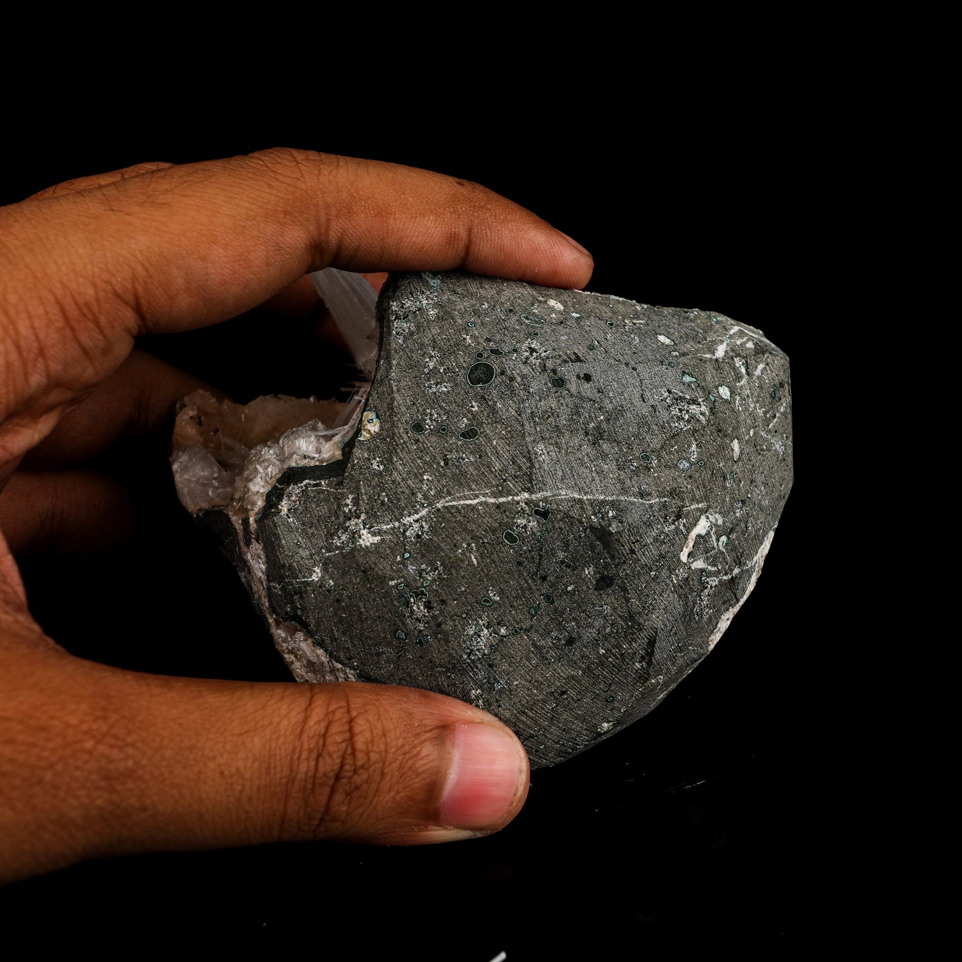 Scolecite Sprays in Heulandite Geode Natural Mineral Specimen # B 6296 Thomsonite Superb Minerals 