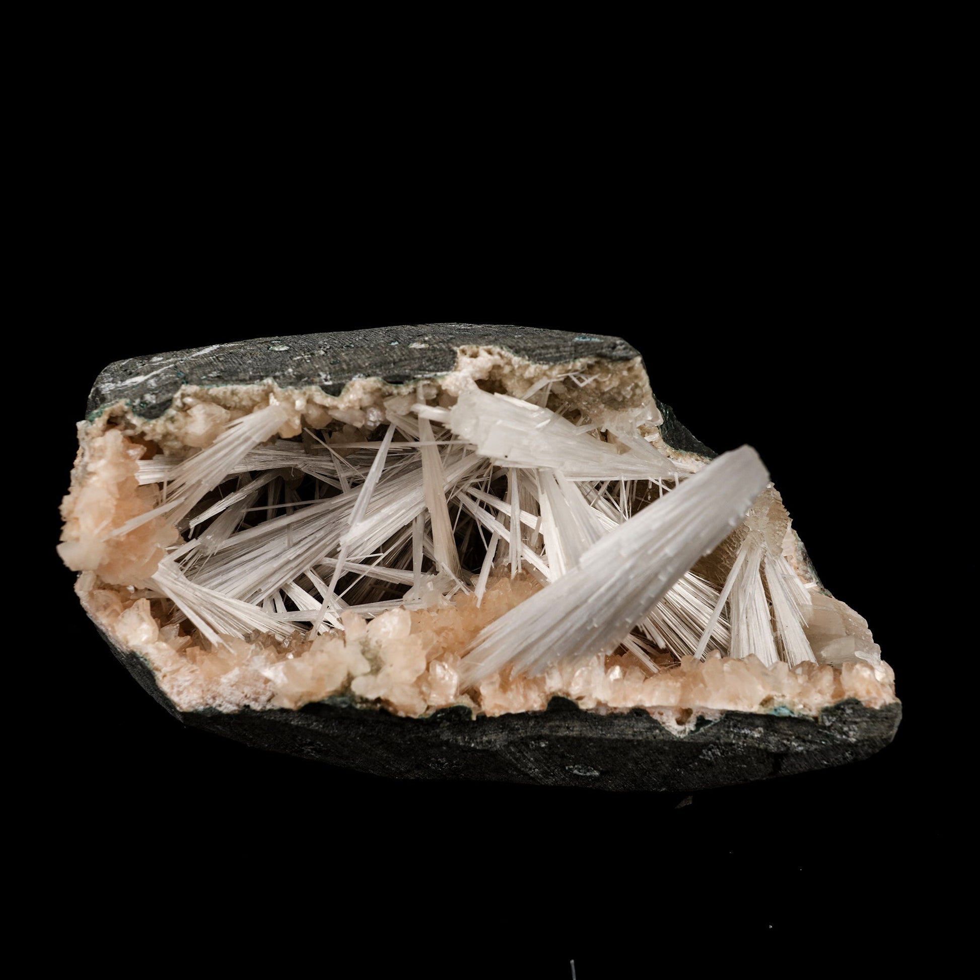 Scolecite Sprays in Heulandite Geode Natural Mineral Specimen # B 6296 Thomsonite Superb Minerals 