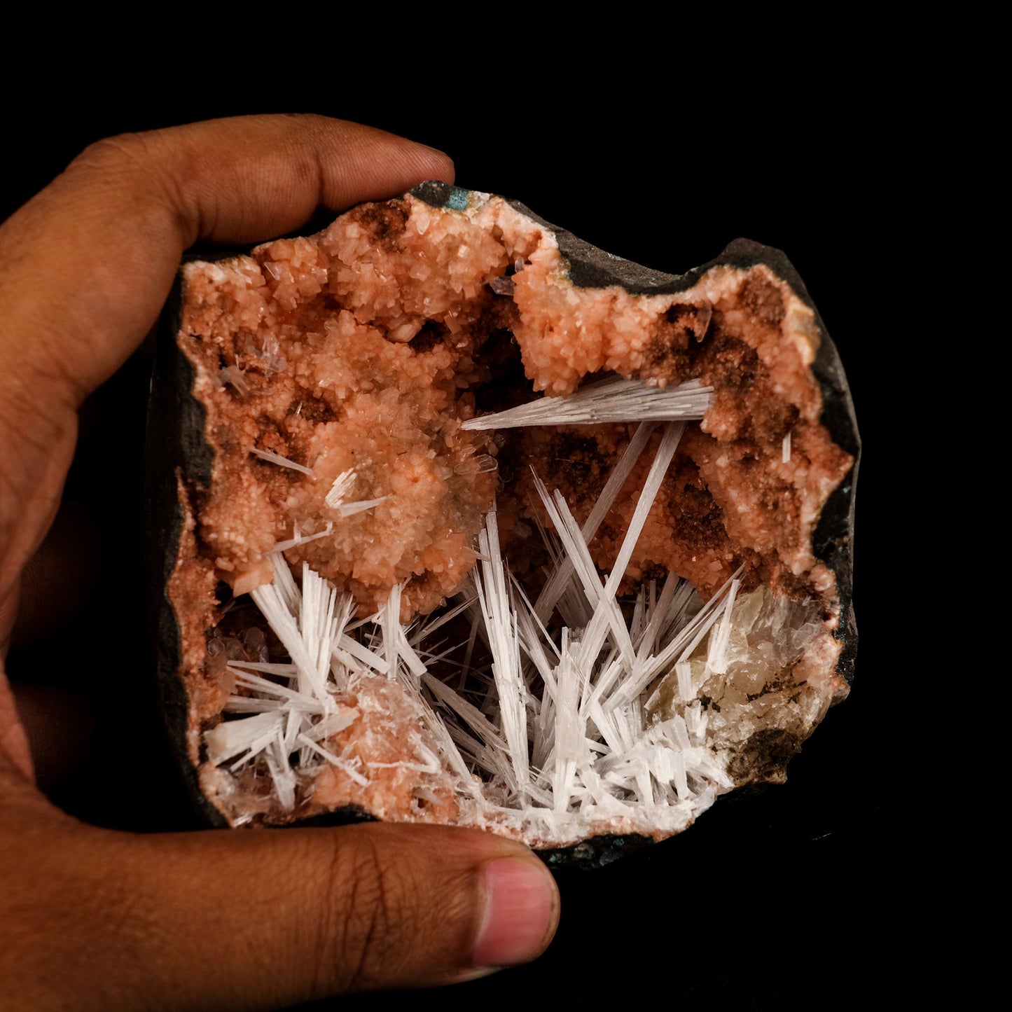 Scolecite Sprays in Heulandite Geode Natural Mineral Specimen # B 6299 Scolecite Superb Minerals 