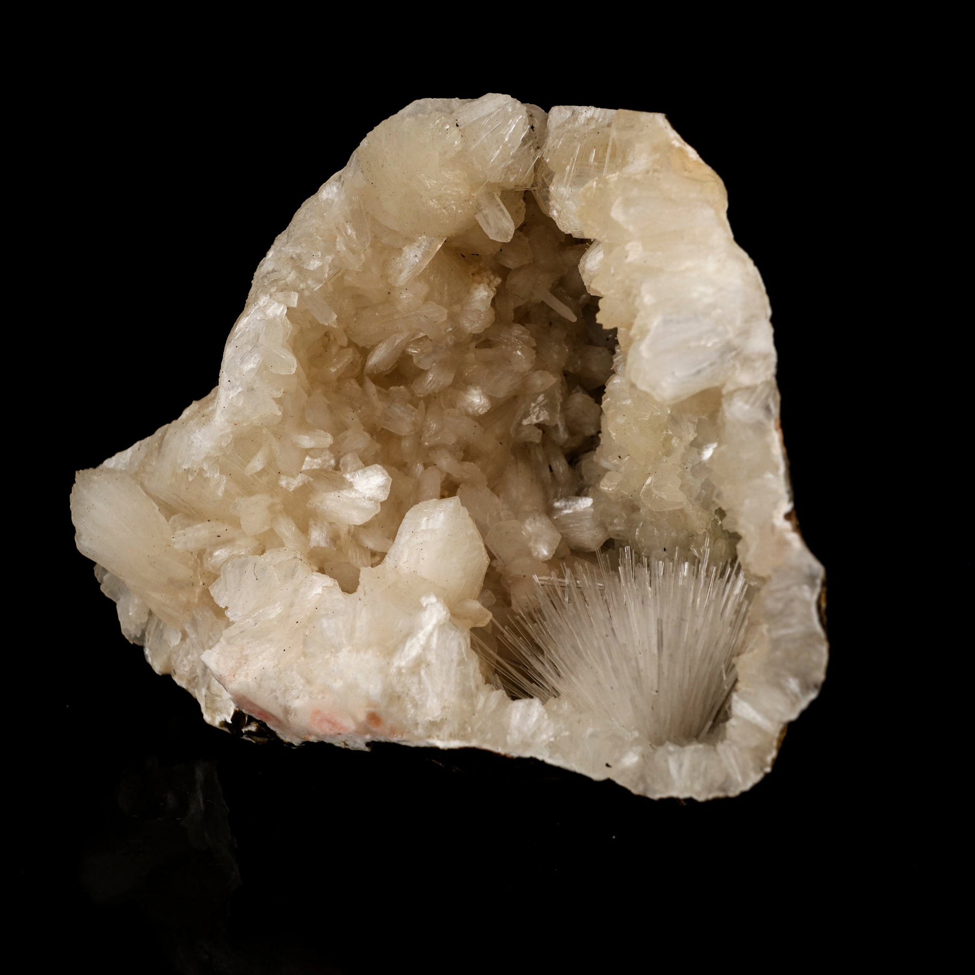 Scolecite Sprays in Stilbite Geode Natural Mineral Specimen # B 6045 Scolecite Superb Minerals 