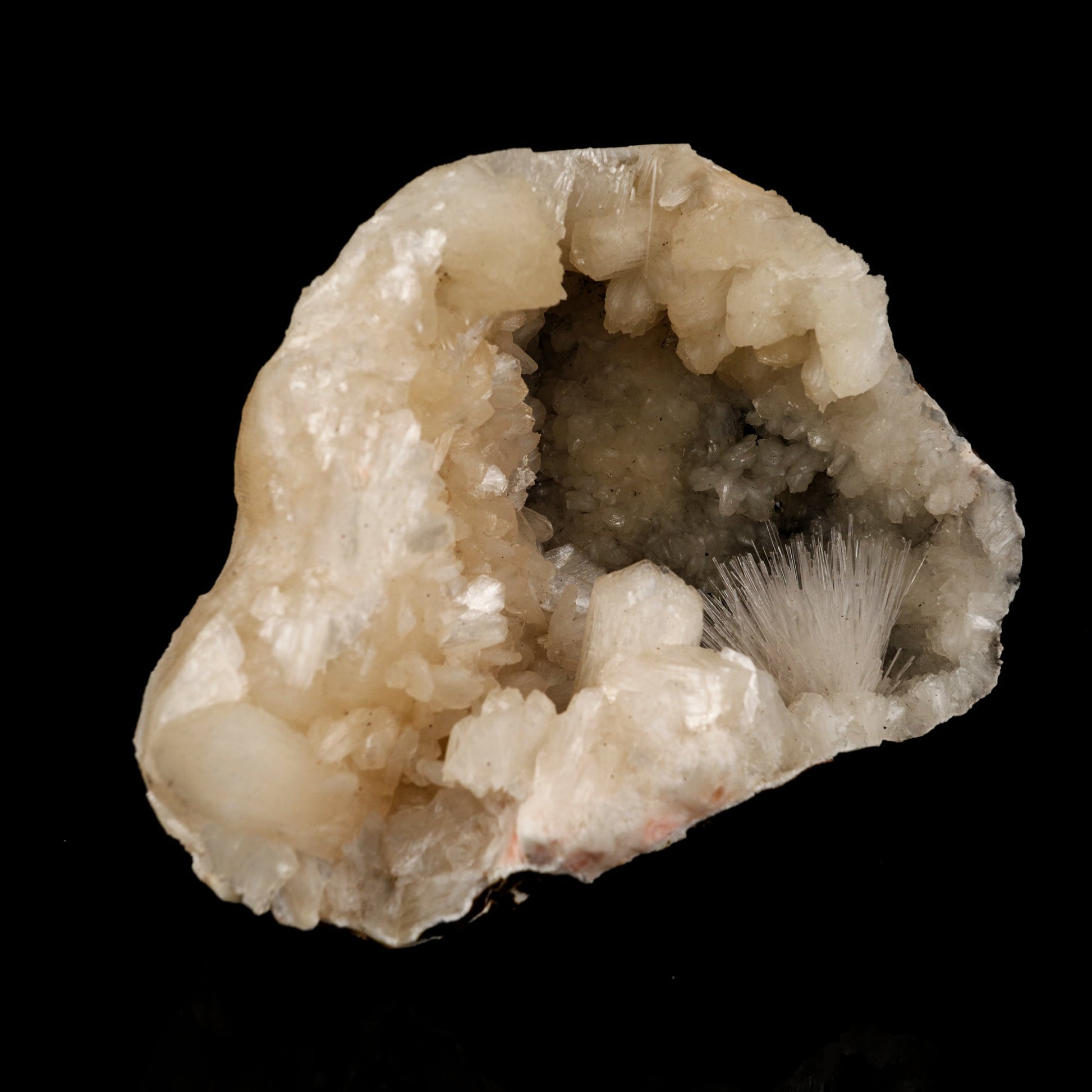 Scolecite Sprays in Stilbite Geode Natural Mineral Specimen # B 6045 Scolecite Superb Minerals 