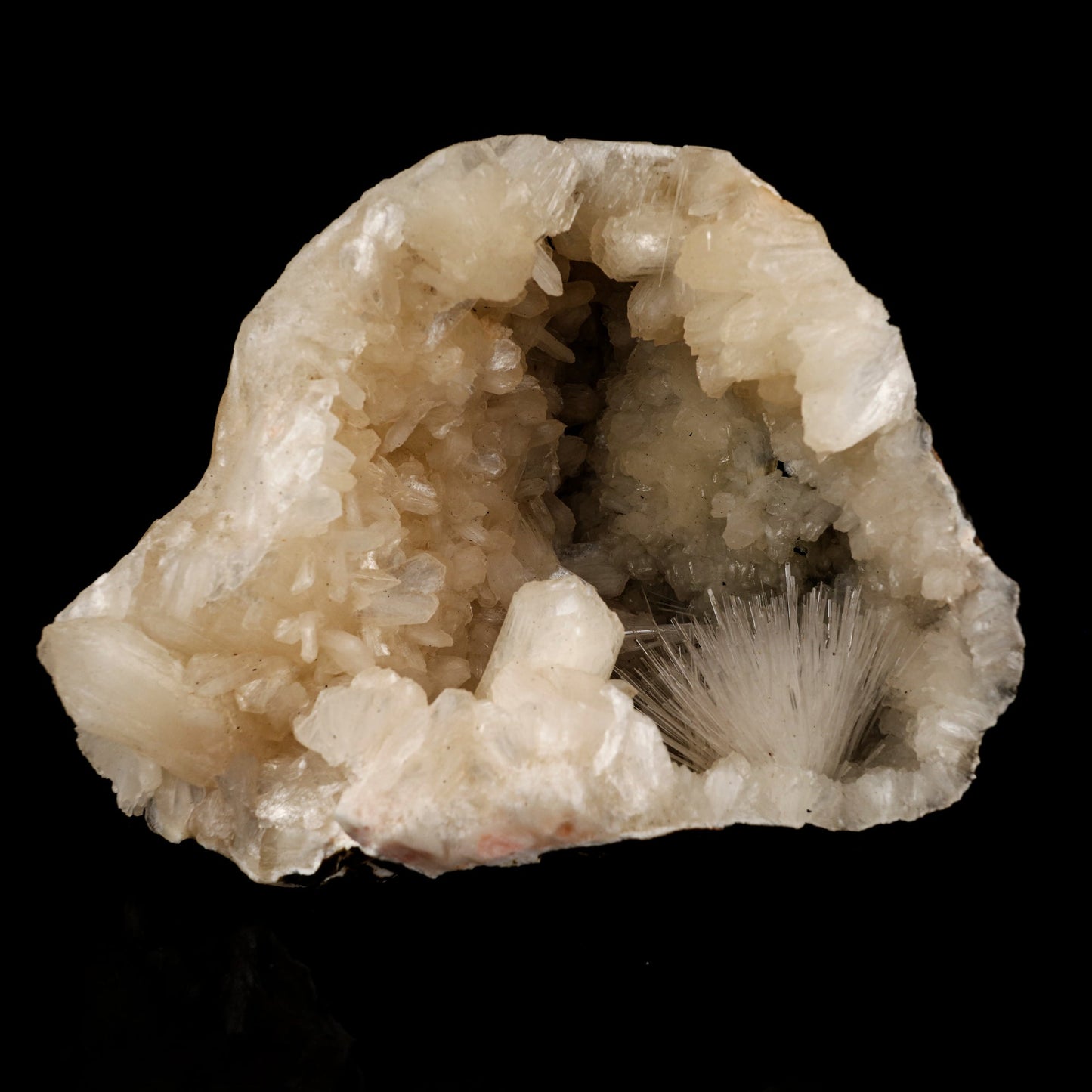 Scolecite Sprays in Stilbite Geode Natural Mineral Specimen # B 6045 Scolecite Superb Minerals 