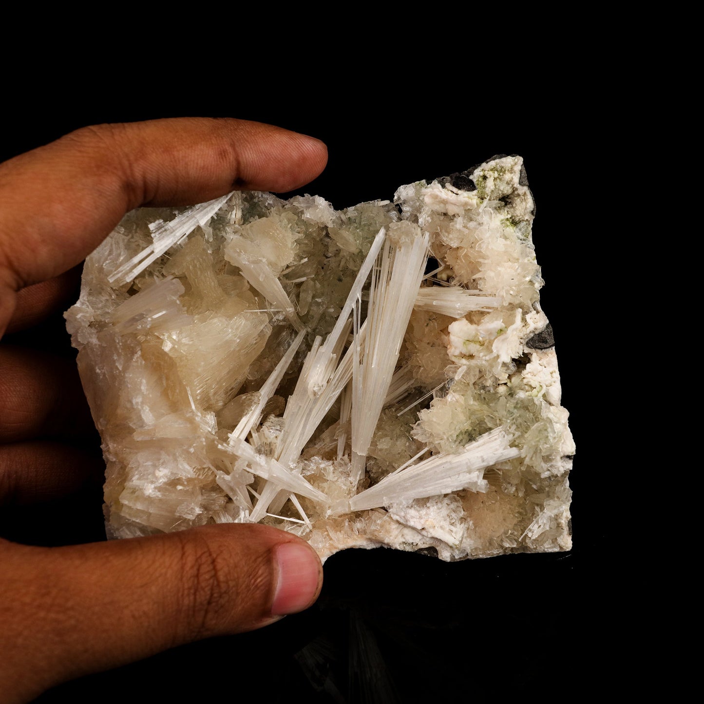 Scolecite Sprays in Stilbite Geode Natural Mineral Specimen # B 6303 Scolecite Superb Minerals 