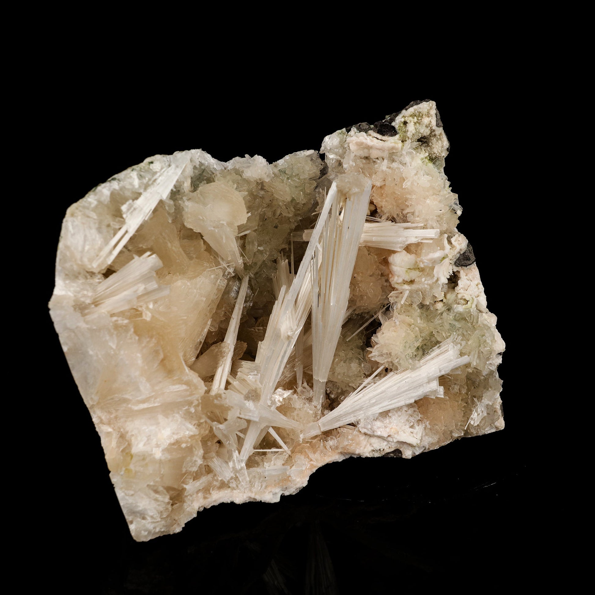 Scolecite Sprays in Stilbite Geode Natural Mineral Specimen # B 6303 Scolecite Superb Minerals 