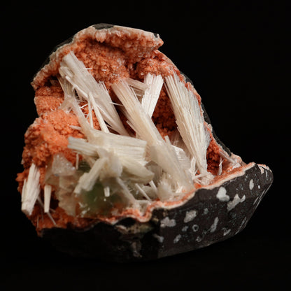 Scolecite Sprays Inside Heulandite Geode Natural Mineral Specimen # B…  https://www.superbminerals.us/products/scolecite-sprays-inside-heulandite-geode-natural-mineral-specimen-b-5034  Features:&nbsp;A big, free-standing Geode bordered with peach-colored Heulandite crystals and including two clusters of beige Stilbite crystals. The Geode is a three-dimensional object that is tall, thin, and deep.Very attractive and in great condition. 