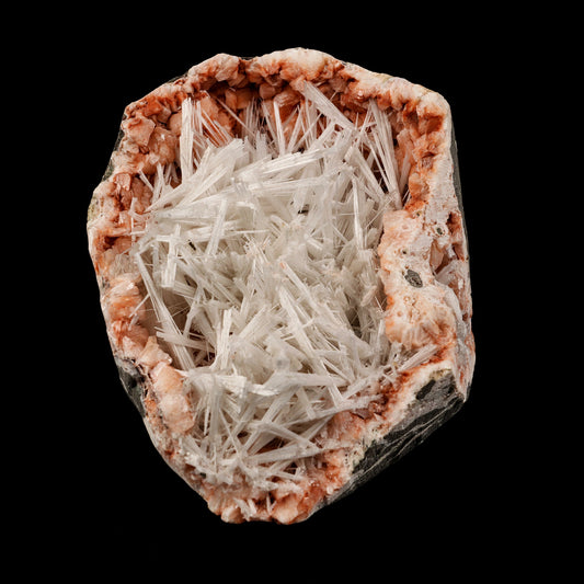 Scolecite Sprays Inside Heulandite Geode Natural Mineral Specimen # B 5591 Scolecite Superb Minerals 