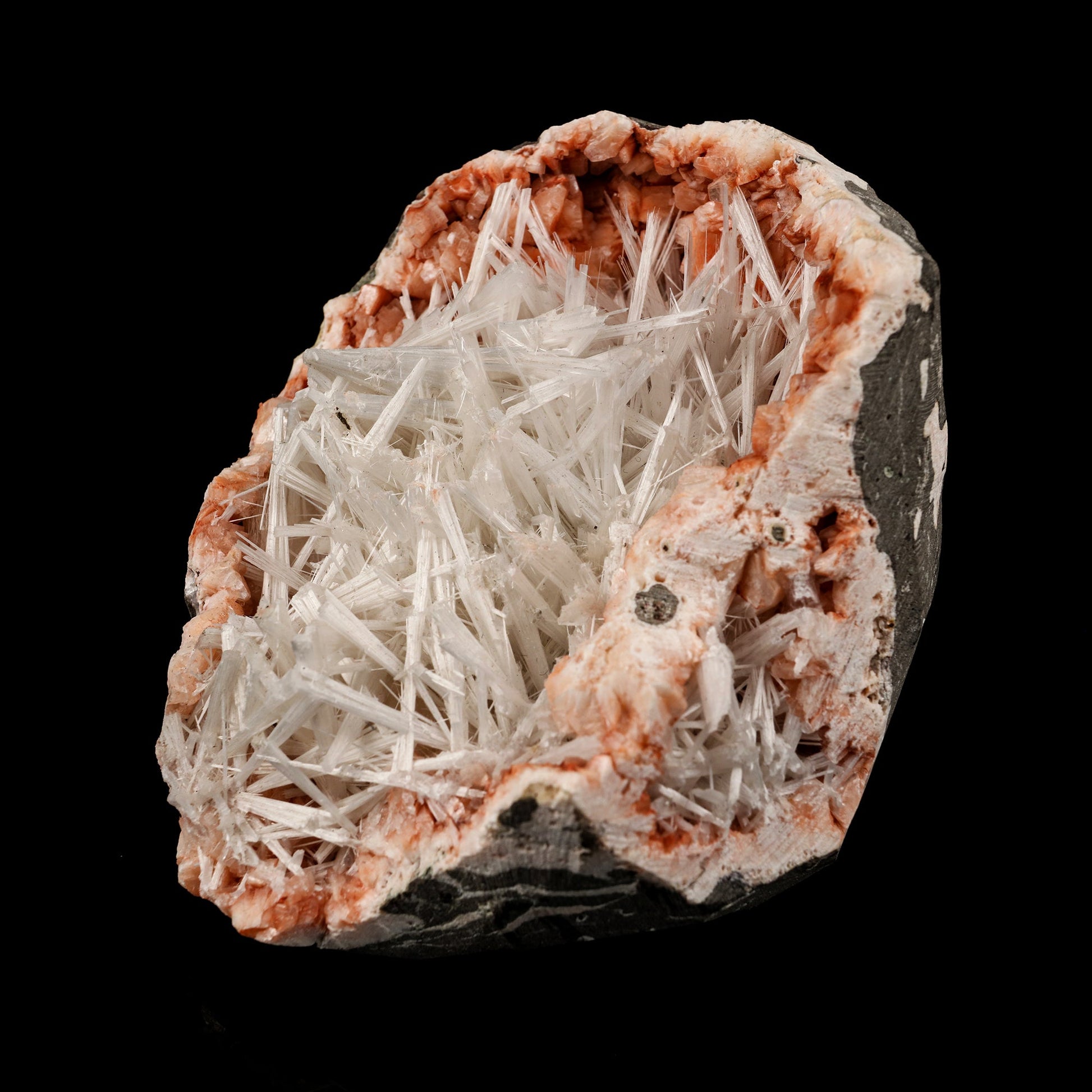 Scolecite Sprays Inside Heulandite Geode Natural Mineral Specimen # B 5591 Scolecite Superb Minerals 