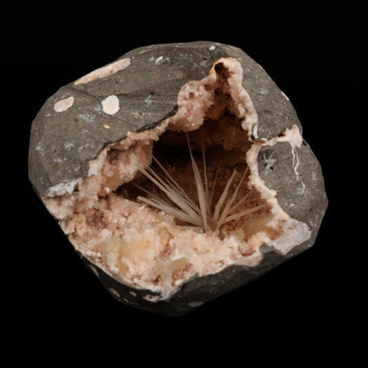 Scolecite Sprays Inside Heulandite Geode Natural Mineral Specimen # B 5600 Scolecite Superb Minerals 