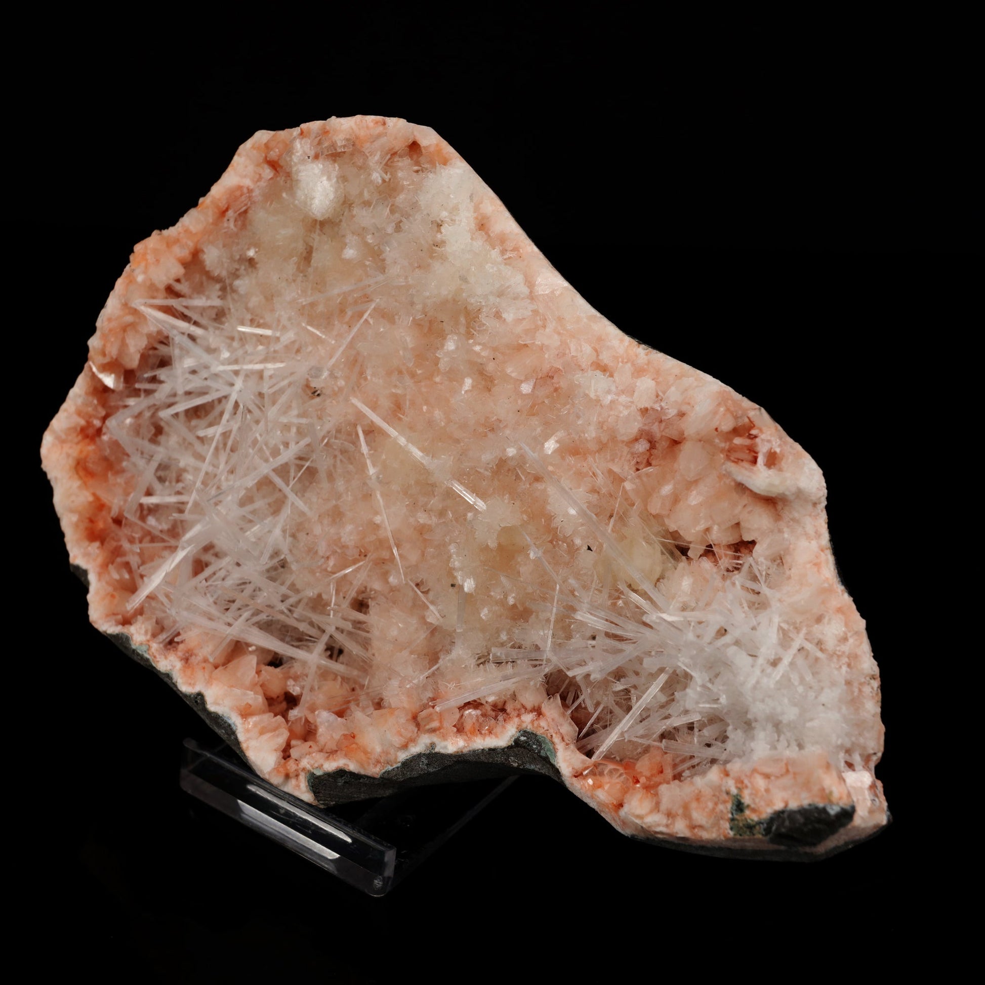Scolecite Sprays Inside Heulandite Geode Natural Mineral Specimen # B 5624 Scolecite Superb Minerals 