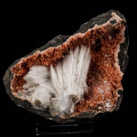 Scolecite Sprays Inside Heulandite Geode Natural Mineral Specimen # B 5685 Scolecite Superb Minerals 
