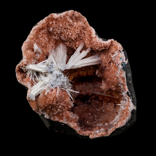 Scolecite Sprays Inside Heulandite Geode Natural Mineral Specimen # B 5689 Scolecite Superb Minerals 
