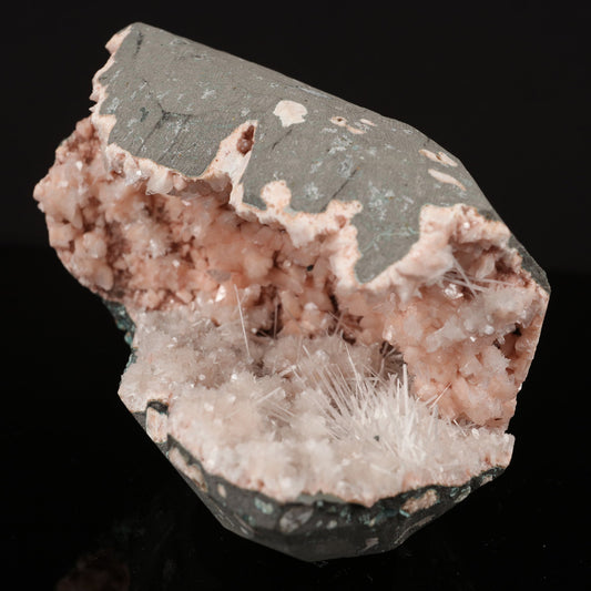 Scolecite Sprays Inside Heulandite Geode Natural Mineral Specimen # B 5741 Scolecite Superb Minerals 