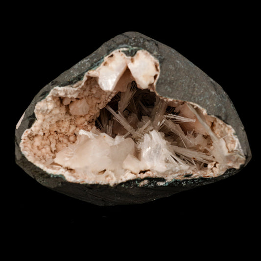 Scolecite Sprays Inside Heulandite Geode Natural Mineral Specimen # B 5745 Scolecite Superb Minerals 