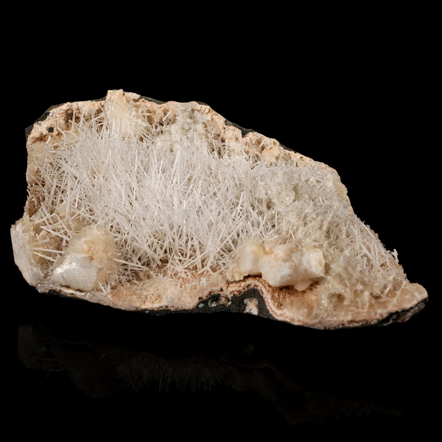 Scolecite Sprays Inside Heulandite Geode Natural Mineral Specimen # B 5757 Scolecite Superb Minerals 