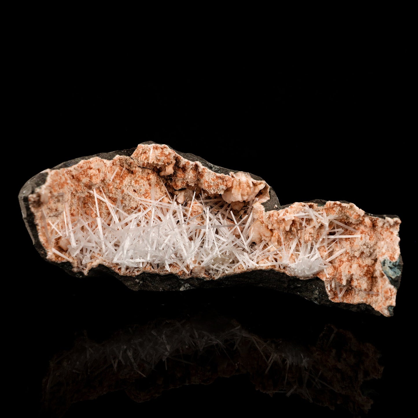 Scolecite Sprays Inside Heulandite Geode Natural Mineral Specimen # B 5809 Scolecite Superb Minerals 