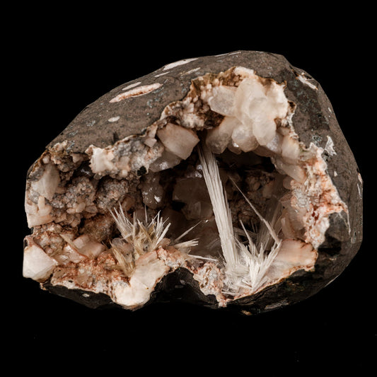 Scolecite Sprays Inside Heulandite Geode Natural Mineral Specimen # B 5812 Scolecite Superb Minerals 