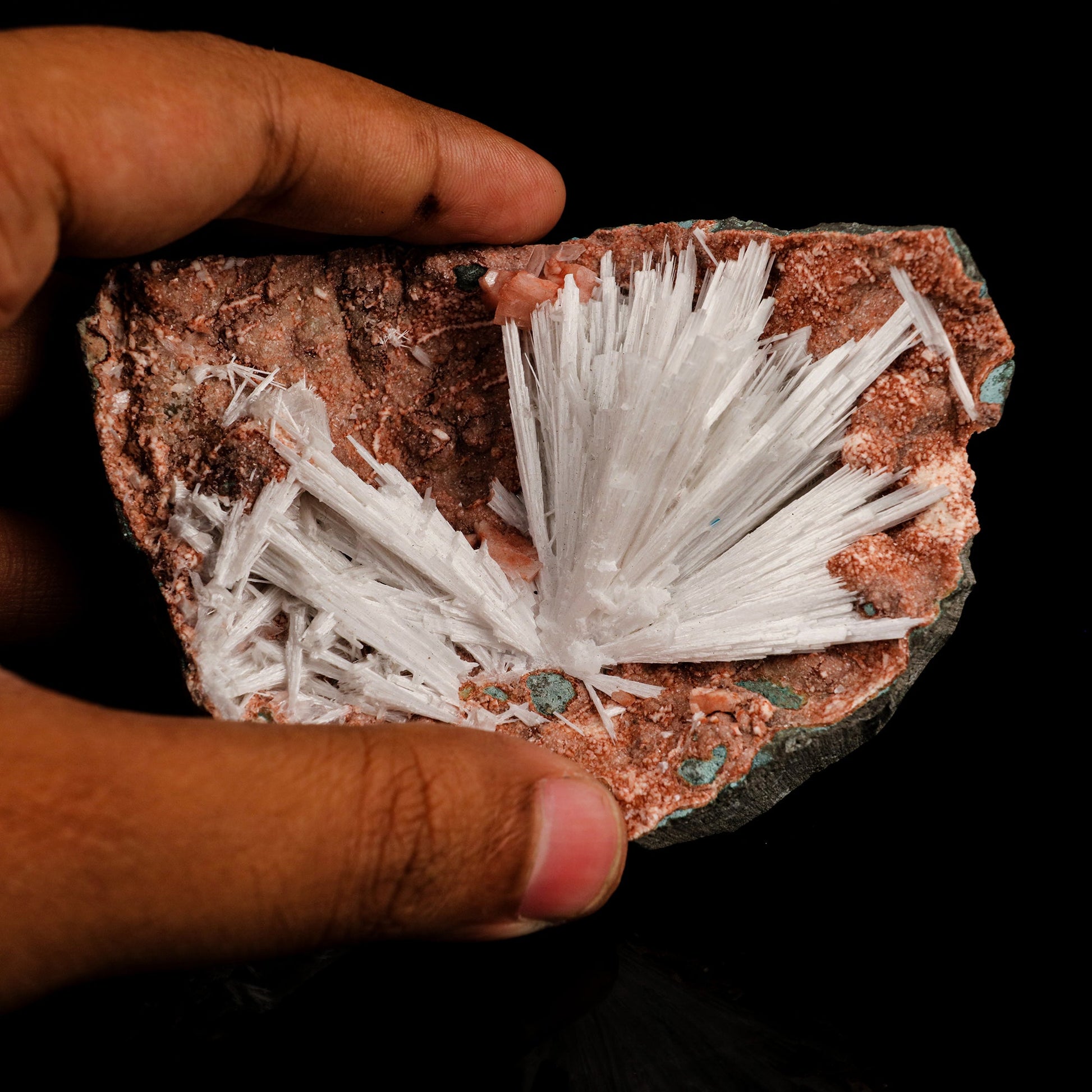 Scolecite Sprays Inside Heulandite Geode Natural Mineral Specimen # B 5813 Scolecite Superb Minerals 
