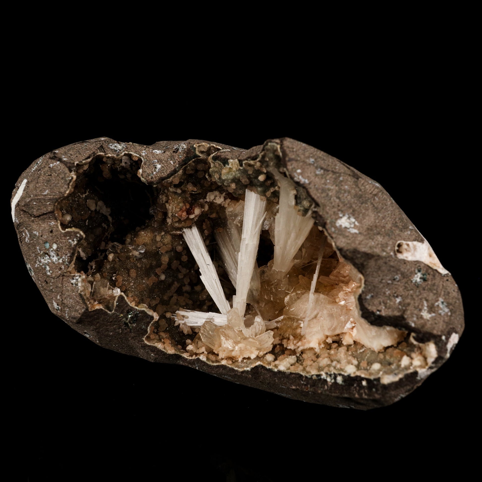 Scolecite Sprays Inside Heulandite Geode Natural Mineral Specimen # B 5889 Stilbite Superb Minerals 