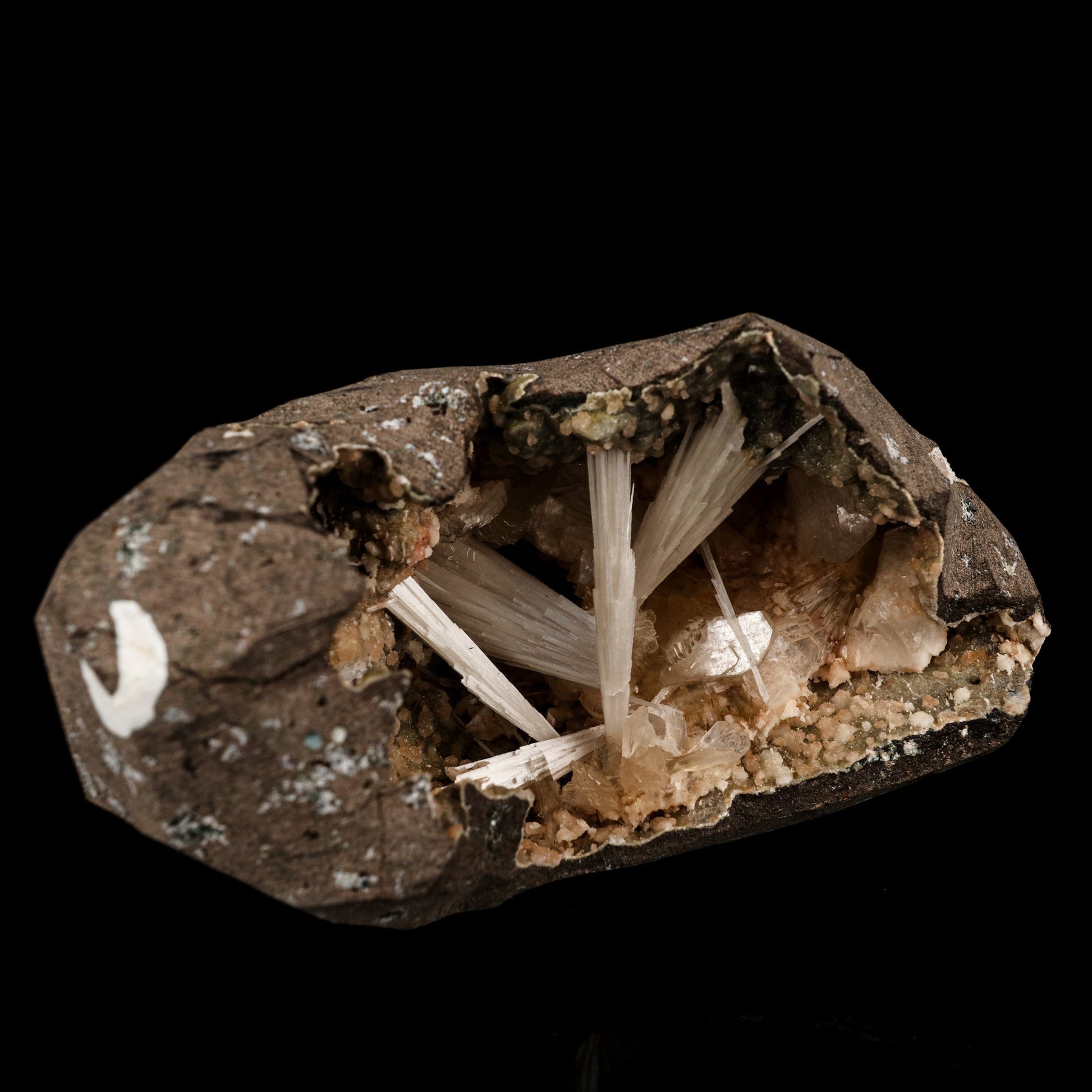 Scolecite Sprays Inside Heulandite Geode Natural Mineral Specimen # B 5889 Stilbite Superb Minerals 