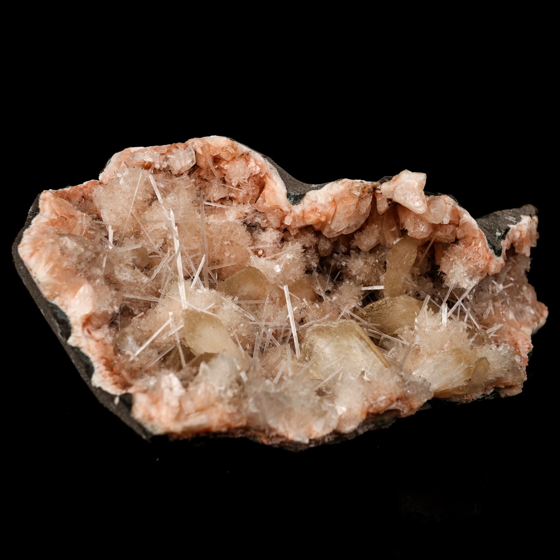 Scolecite Sprays Inside Heulandite Geode Natural Mineral Specimen # B 5893 Scolecite Superb Minerals 