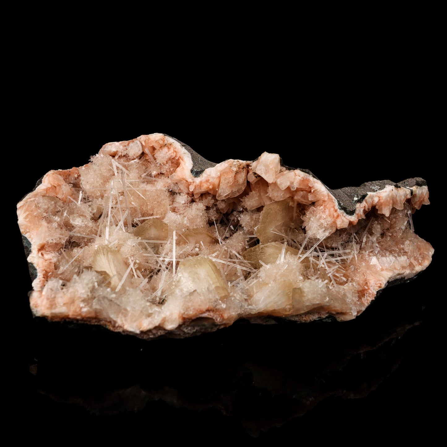 Scolecite Sprays Inside Heulandite Geode Natural Mineral Specimen # B 5893 Scolecite Superb Minerals 
