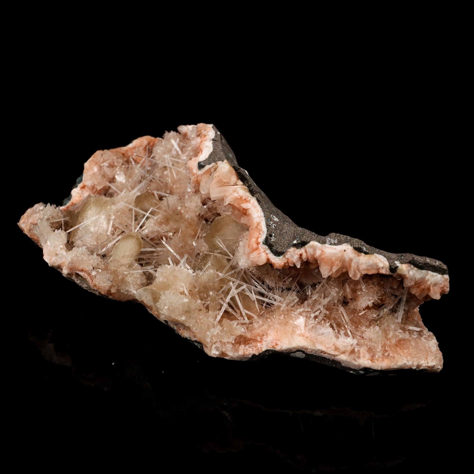 Scolecite Sprays Inside Heulandite Geode Natural Mineral Specimen # B 5893 Scolecite Superb Minerals 