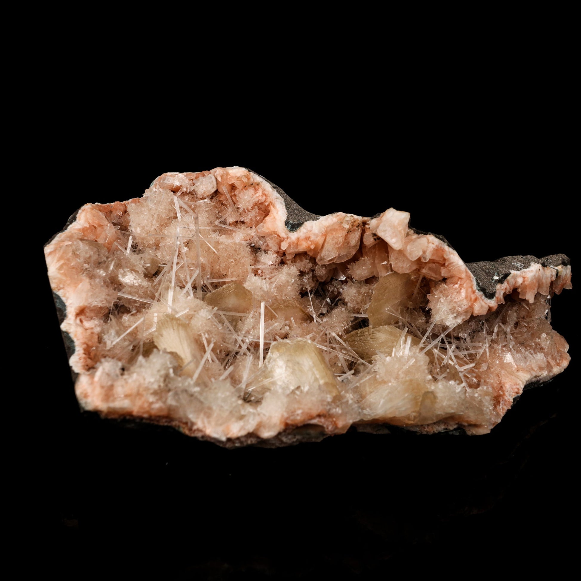 Scolecite Sprays Inside Heulandite Geode Natural Mineral Specimen # B 5893 Scolecite Superb Minerals 