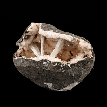 Scolecite Sprays Inside Heulandite Geode Natural Mineral Specimen # B 6283 Scolecite Superb Minerals 
