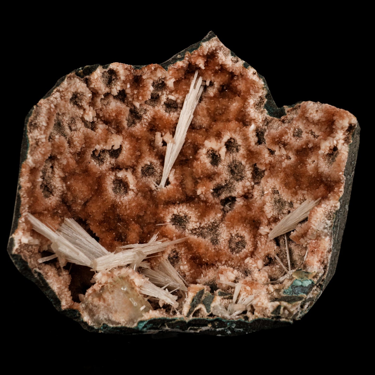Scolecite Sprays Inside Heulandite Geode Natural Mineral Specimen Scolecite Superb Minerals 
