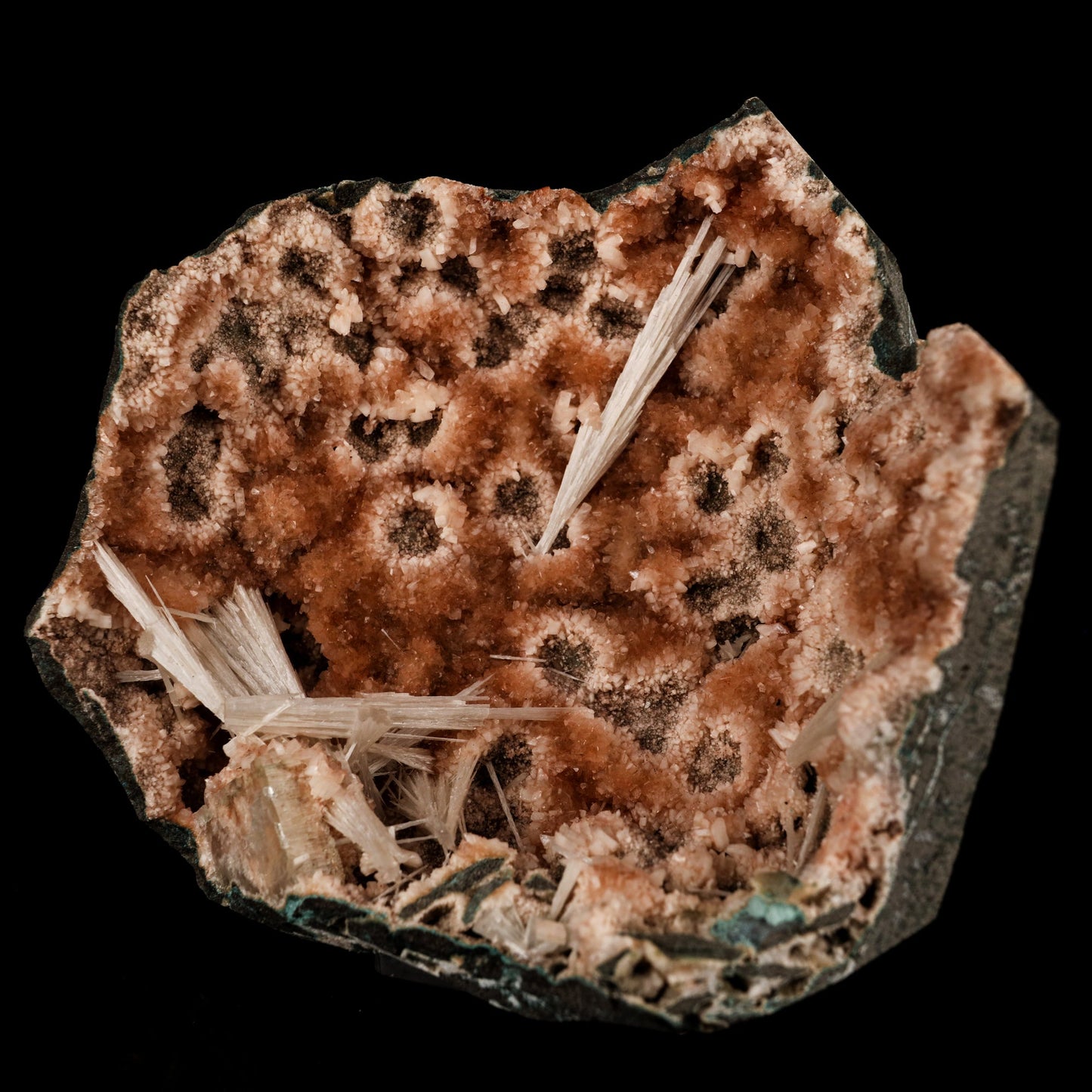 Scolecite Sprays Inside Heulandite Geode Natural Mineral Specimen Scolecite Superb Minerals 