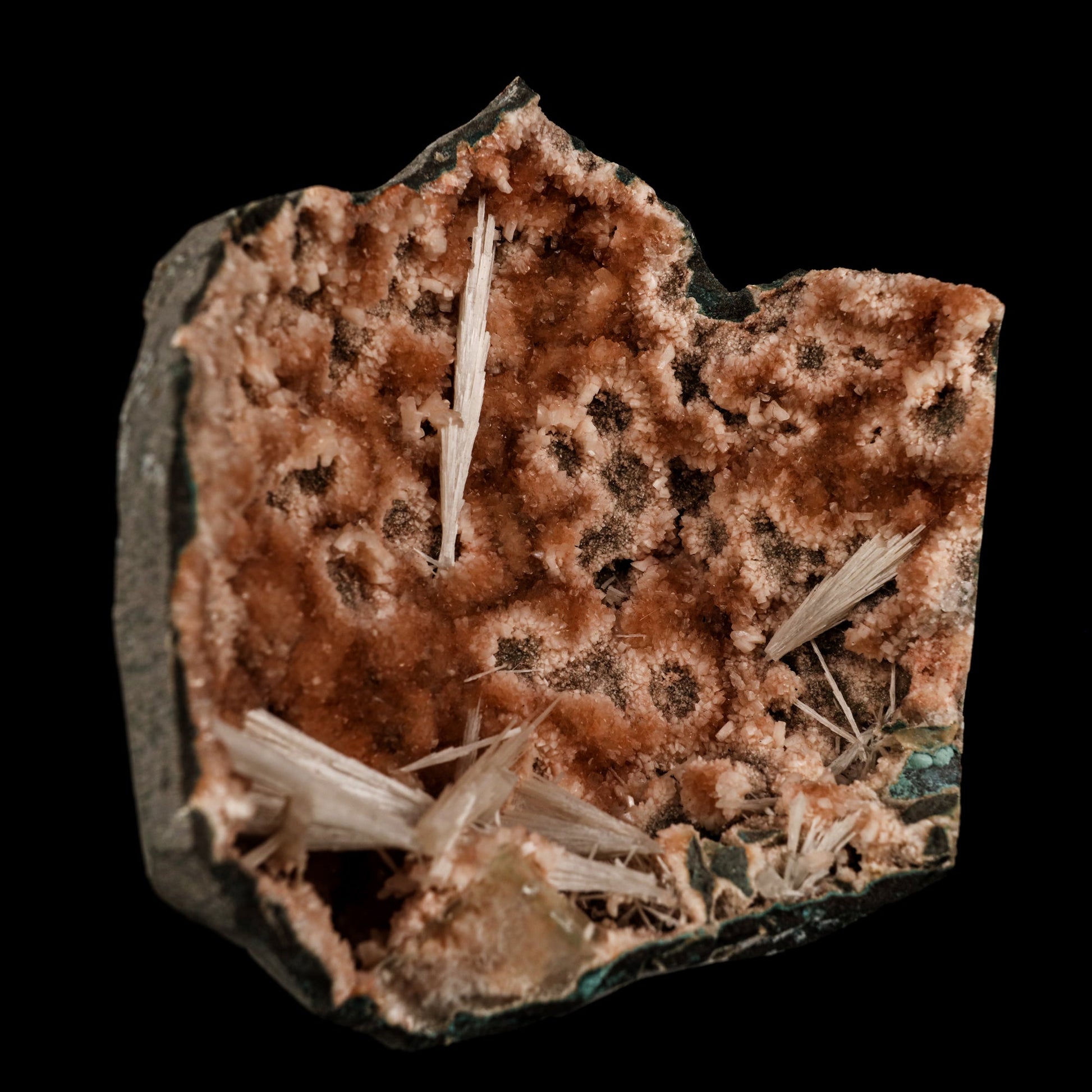 Scolecite Sprays Inside Heulandite Geode Natural Mineral Specimen Scolecite Superb Minerals 