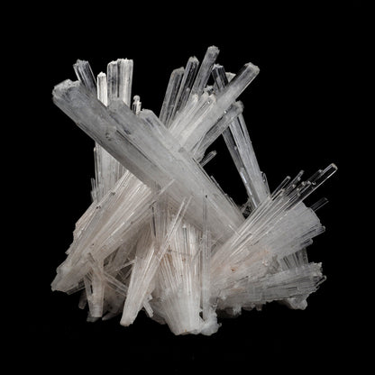Scolecite Sprays Intergrown Natural Mineral Specimen # B 5104  https://www.superbminerals.us/products/scolecite-sprays-intergrown-natural-mineral-specimen-b-5104  Features: Recent discoveries in Nashik have yielded some spectacular intergrown jackstraw sprays of glassy, iridescent, clear to translucent scolecite prism. STUNNING. The stunning crystals extend in every direction. Primary Mineral(s): Scolecite Secondary Mineral(s): N/AMatrix: N/A 4.5 Inch x 4 InchWeight : 319
