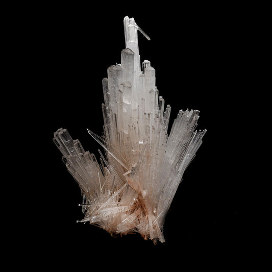 Scolecite Sprays Natural Mineral Specimen # B 5215  https://www.superbminerals.us/products/scolecite-sprays-natural-mineral-specimen-b-5215  Features: Recent discoveries in Nashik have yielded some spectacular intergrown jackstraw sprays of glassy, iridescent, clear to translucent scolecite prism. STUNNING. The stunning crystals extend in every direction. Primary Mineral(s): ScoleciteSecondary Mineral(s): N/AMatrix: N/A 8 Inch x 6 InchWeight : 630 