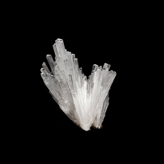 Scolecite Sprays Natural Mineral Specimen # B 5227  https://www.superbminerals.us/products/scolecite-sprays-natural-mineral-specimen-b-5227  Features: A huge, tapering spray of colourless elongated Scolecite crystals. A little fragment of matrix is linked to a small Stilbite crystal. Scolecite crystals have a glassy appearance and are highly translucent, with transparent terminations. A lovely specimen in superb condition. Primary Mineral(s): Scolecite